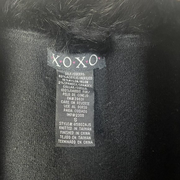 VTG Women Black 100% Rabbit Fur Cardigan Size S Knit Sweater Jeweled XOXO Real - Picture 5 of 6